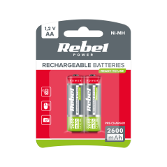 Uppladdningsbara batterier REBEL HR6 2600 mAh Ni-MH 2 st/fp