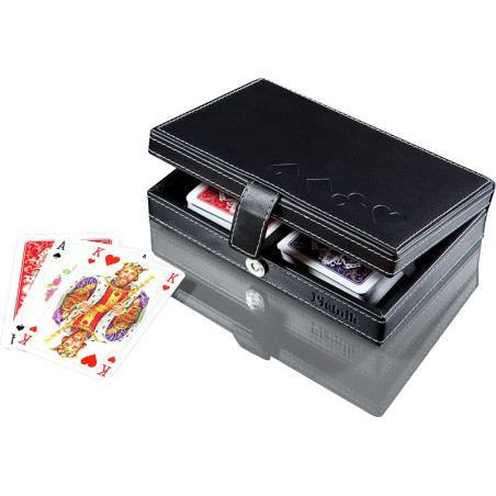 Kortlek i en ask av konstläder