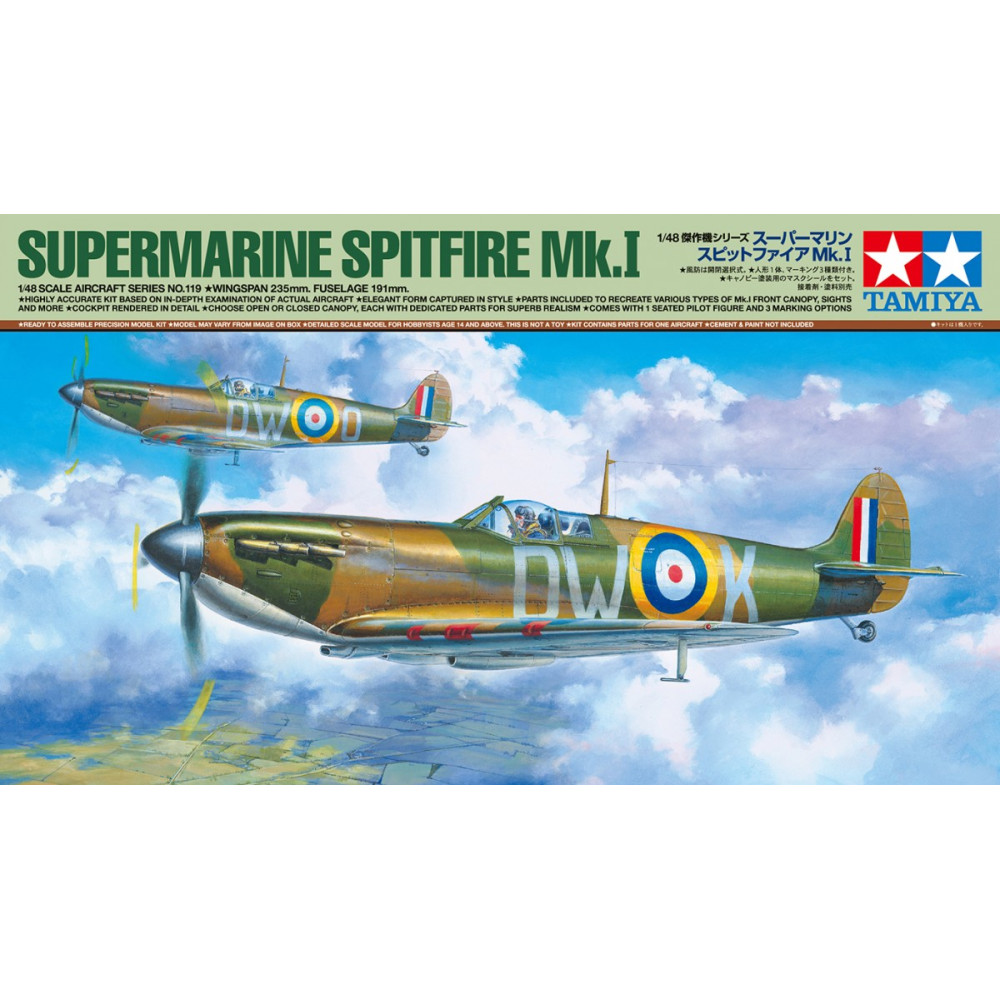 Modell av en plastflygplan Supermarine Spitfire Mk.I.