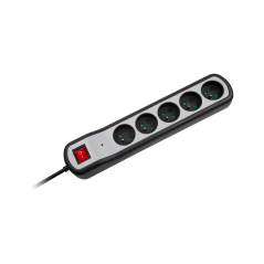 Strömfördelningslist Rebel med 5 uttag och strömbrytare (3m, 3x1,5mm)
