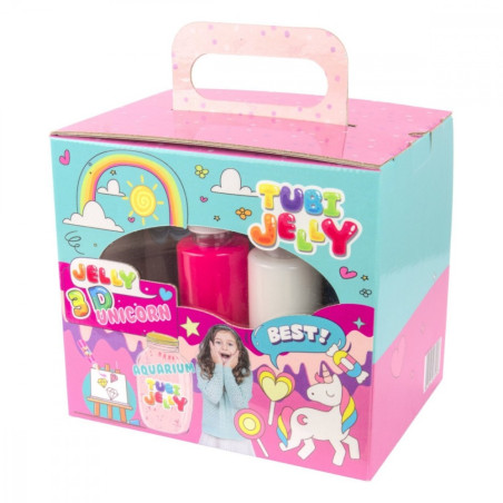 Set med 6 färger av gelé tuber för litet akvarium enhörning