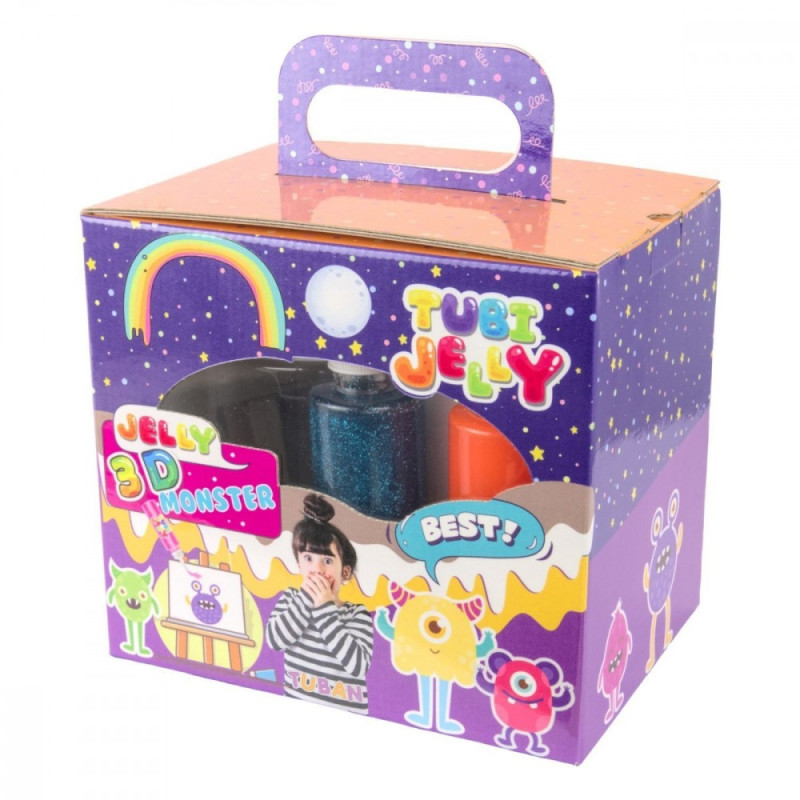 Set med 6 färger gelé tuber för små akvarium monster