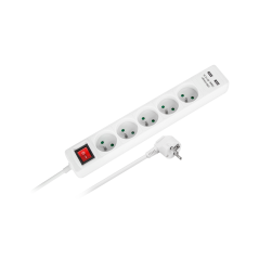 Förlängningssladd Rebel med 5 uttag + 2 USB-uttag med strömbrytare - 3m