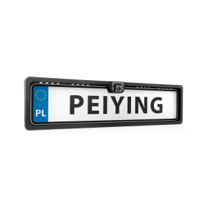 Bilbakaamera i en ram av registreringsskylten från Peiying