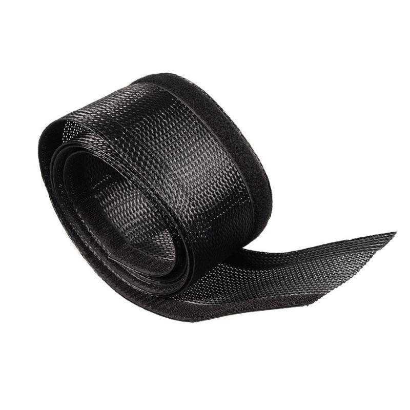 Arrangör för kabelmask Maclean, 85mm, 1,8m, svart, med kardborreband, MCTV-675 B.