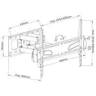 Uchwyt do telewizora Maclean, uniwersalny, max VESA 600x400, 37-80' 45kg, czarny, MC-723 B