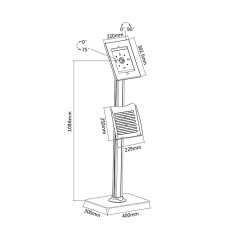 Stativ ställ för Maclean surfplatta, golvmontage med lås, 9.7?/10.2? iPad, 10.5? iPad Air/iPad Pro, 10.1' Samsung Galaxy