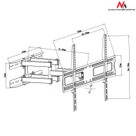 Uchwyt do telewizora lub monitora Maclean, uniwersalny, max VESA 600x400, 37-80', 30kg, czarny, MC-762