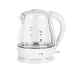 Elektrisk vattenkokare TEESA, glas, 1650 W, vit, 1 L