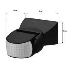 Rörelsedetektorn PIR Maclean, infraröd, IP65, svart, räckvidd 12m, MCE201B