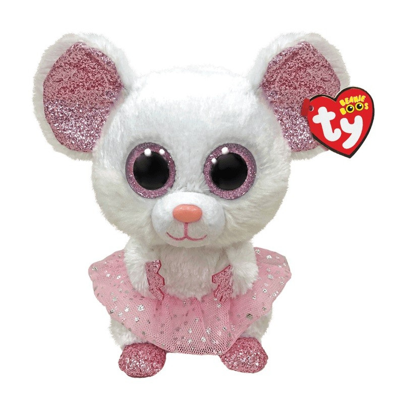 Maskotkan mus, vit ballerina - nina 24 cm