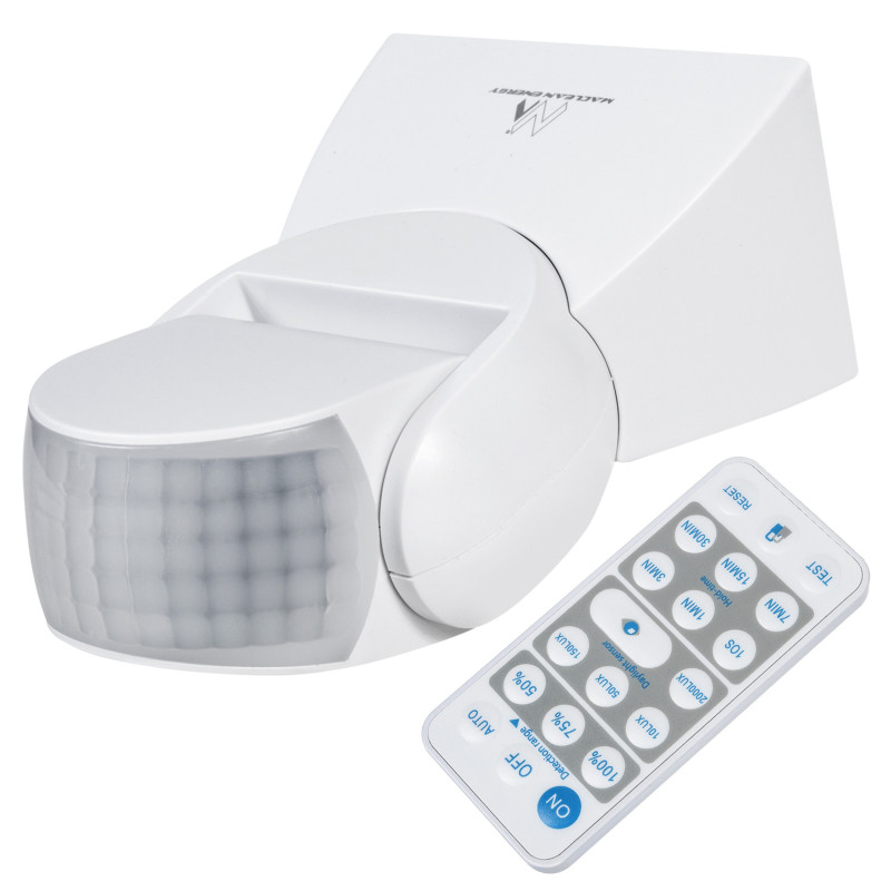 Rörelsesensor PIR Maclean, infraröd, med fjärrkontroll, max 800W (glödlampa), max 1200W (LED), MCE241