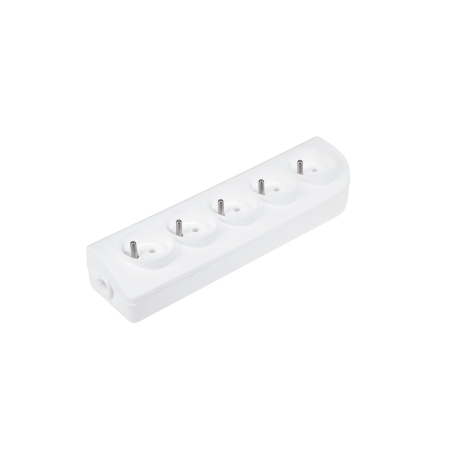 Förlängningssladd med 5 uttag och jordning, vit GN-50.