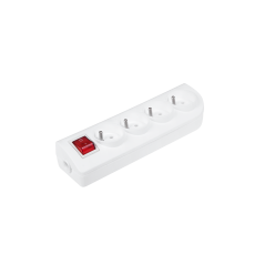 Förlängningssladd med 4 uttag, jordning och strömbrytare vit GN-40W.