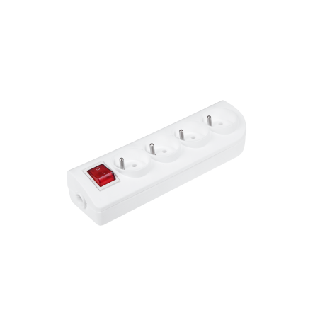 Förlängningssladd med 4 uttag, jordning och strömbrytare vit GN-40W.