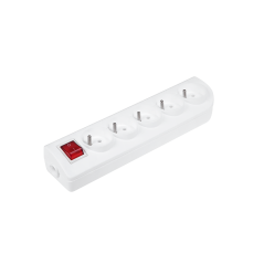 Förlängningssladd x 5 med jordning och strömbrytare vit GN-50W