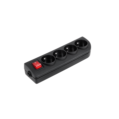 Förlängningskabel med 4 uttag, jordfelsbrytare och strömbrytare, svart GN-40W-2.