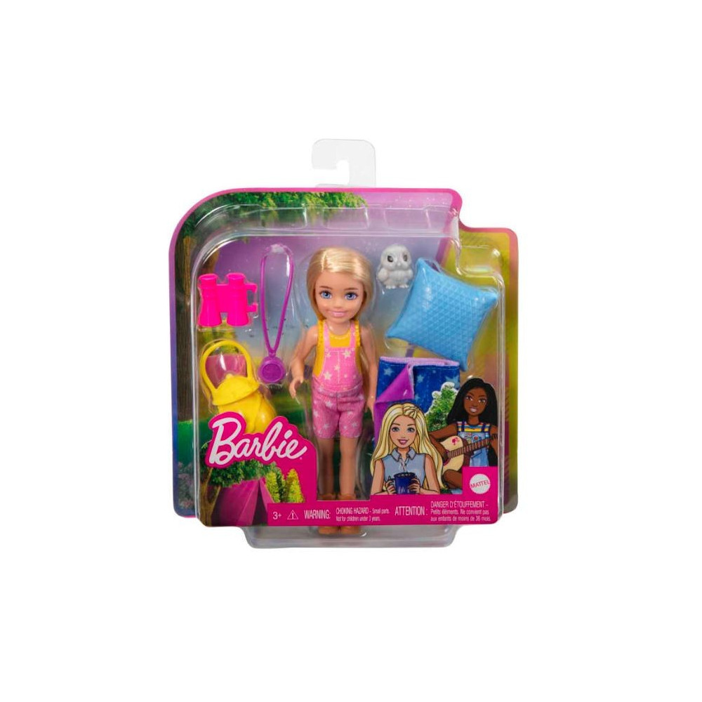 Barbie camping set Chelsea docka + sovsäck