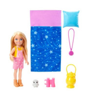 Barbie camping set Chelsea docka + sovsäck