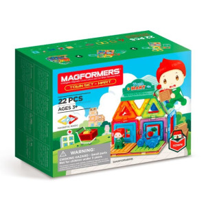 Set med magnetiska klossar stad - marknad 22 delar