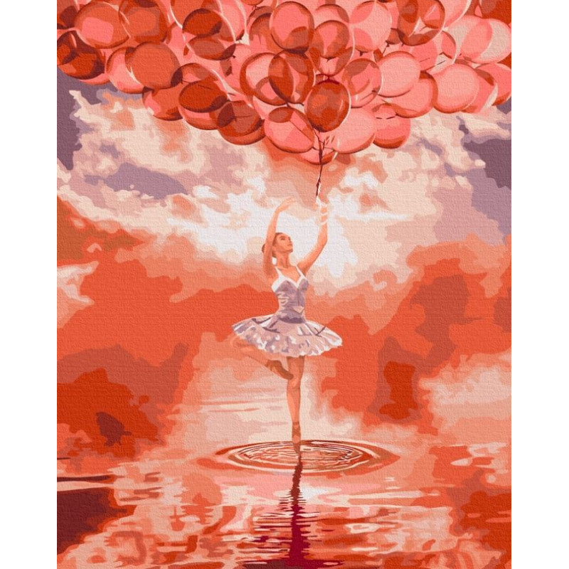 Målning efter nummer - balettdansös vid solnedgången