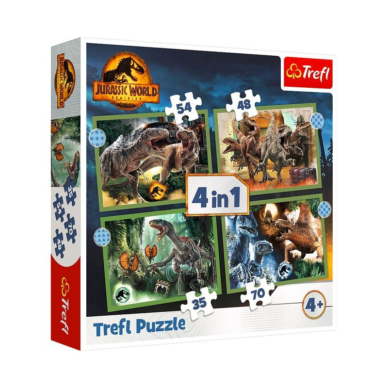 Pussel 4-i-1 farliga dinosaurier Jurassic World