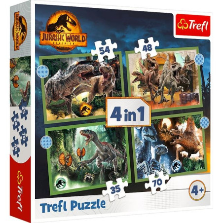 Pussel 4-i-1 farliga dinosaurier Jurassic World | HandlaSmidigt.se