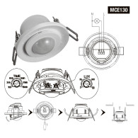 Rörelsedetektor PIR Maclean, infraröd, för infällning, räckvidd 6m, 800W/400W, MCE130