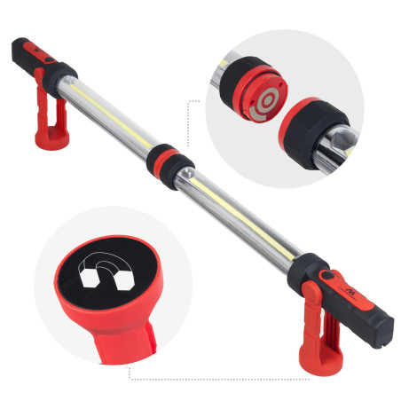 LED-arbetslampa eller motorhuvslampa från Maclean, lampor med möjlighet att kopplas samman, två ljuslägen, hängare, magnet, 2 st