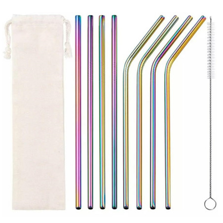 AG371B Metall sugrör 10 st. regnbåge