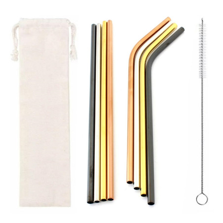 AG371C Metall sugrör 10 st färgade