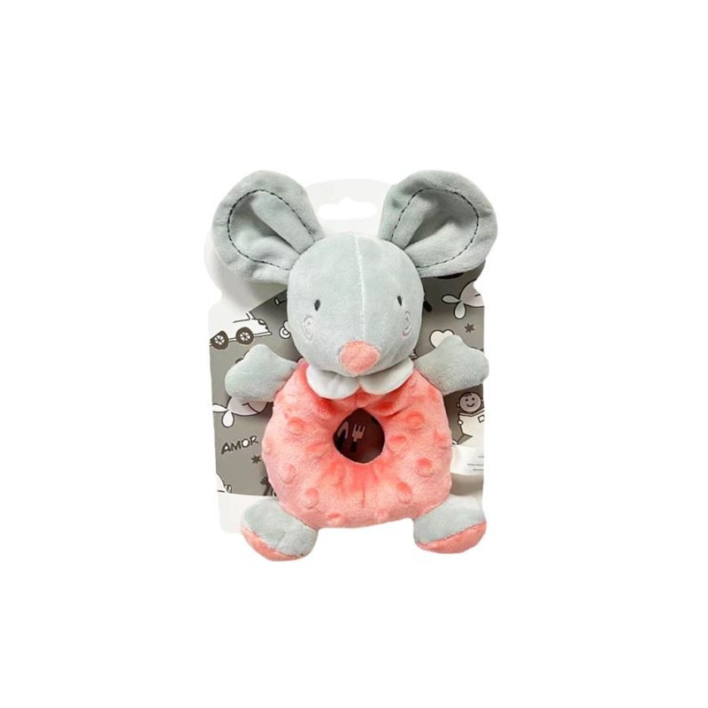 Rassel mus 18 cm persika