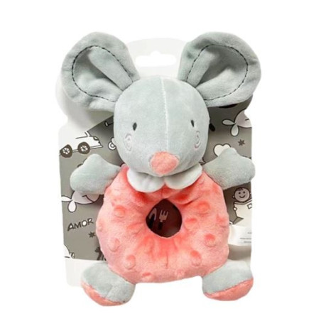 Rassel mus 18 cm persika | HandlaSmidigt.se