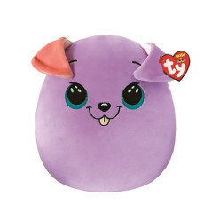 Maskotkudden är en squishy hund i lila färg, 22 cm lång. | HandlaSmidigt.se