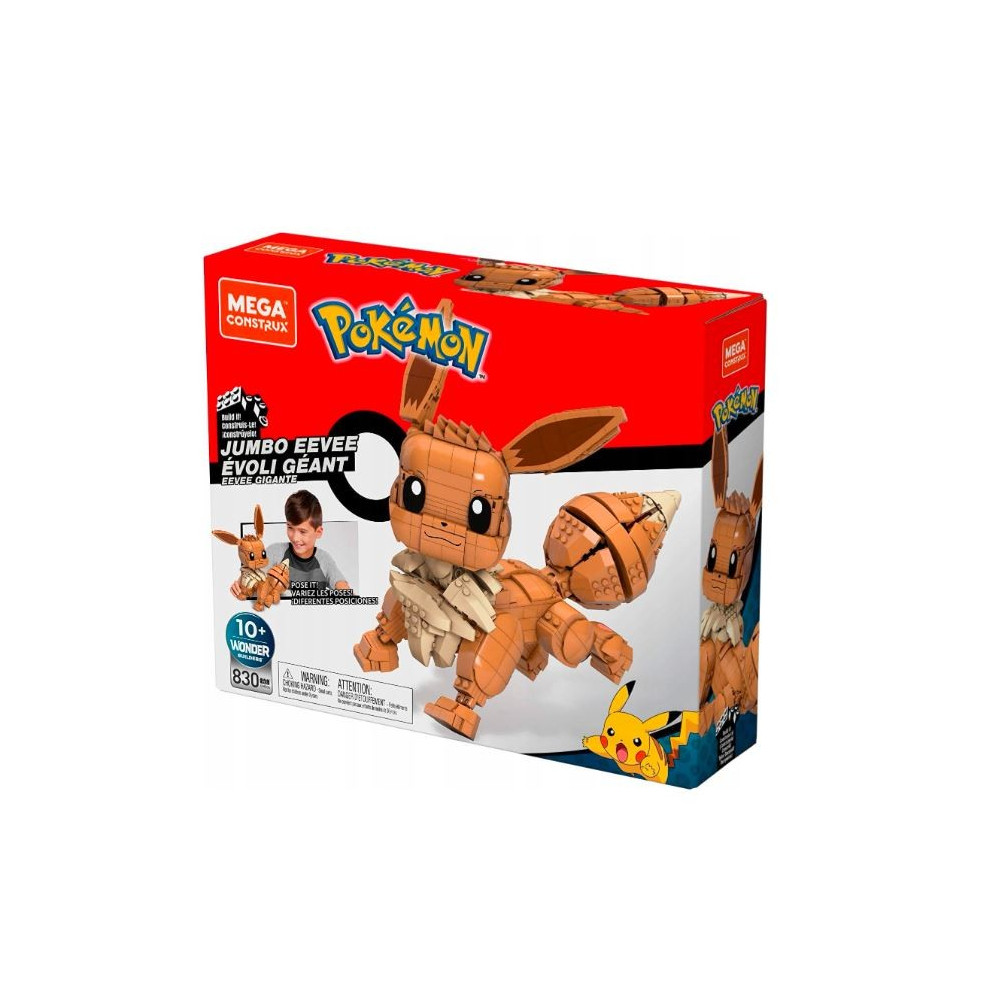 Byggklossar för att bygga en stor Eevee-pokemon.