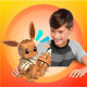 Byggklossar för att bygga en stor Eevee-pokemon.