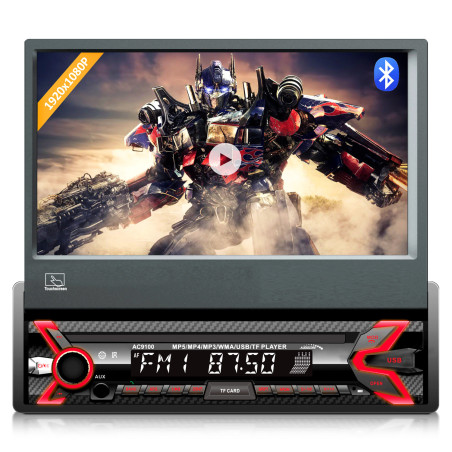 Bilstereo Audiocore med 7-tums utdragbar pekskärm LCD 1080P, MP5, AVI DivX, Bluetooth, RDS, fjärrkontroll ingår, AC |…