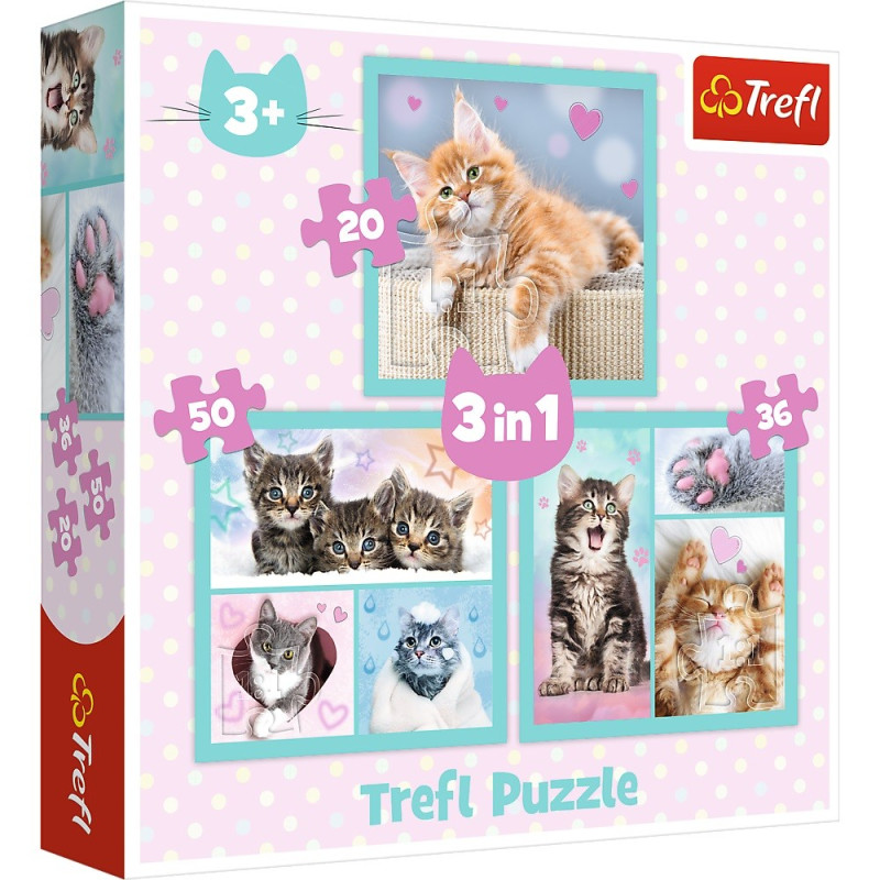 Pussel 3-i-1 söta djur katter