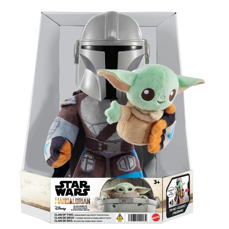 Gosedjur med Star Wars-funktion från klanen av de två grogu och mandalorianen.