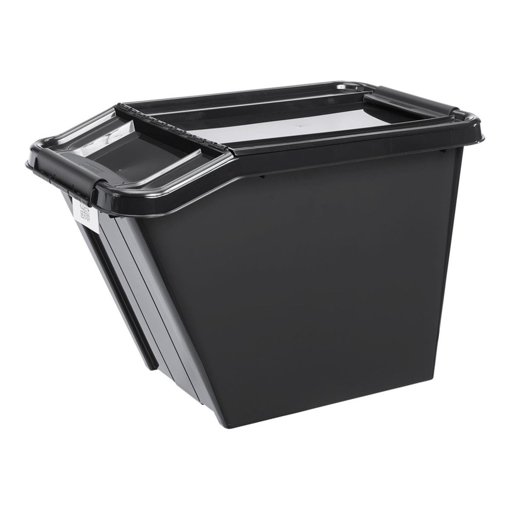 Behållare med lock PlastTeam ProBox Recycle QR 58L sluttande svart