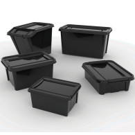 Behållare med lock PlastTeam ProBox Recycle QR 14L svart