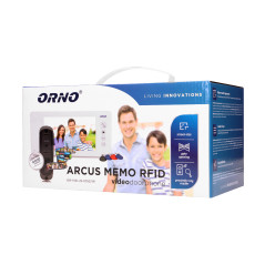 Trådlös videodörrtelefon med färgskärm på 7 tum, pinhole, minne, med närhetsläsare för nyckelbrickor, vit, ARCUS RFID.