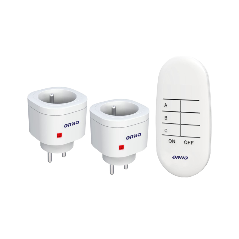 Set med trådlösa minikontakter styrd av fjärrkontroll 2+1