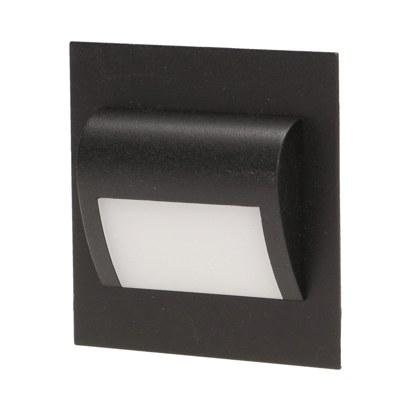 DRACO LED 1,2W, infälld trappbelysning, 12V DC, 100lm, 3000K, svart