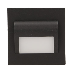 DRACO LED 1,2W, infälld trappbelysning, 12V DC, 100lm, 3000K, svart