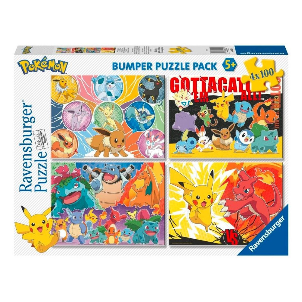Pussel med 4x100 pokemon-element.