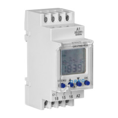 Elektronisk tidsprogrammerare, 52 program, 3 språk i menyn, 2 moduler, DIN TH-35mm