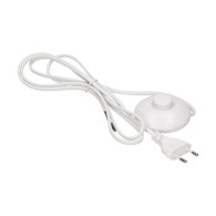 Strömkabel med fotbrytare och platt kontakt, 2m kabel, vit