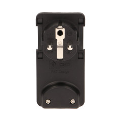 Platt stickkontakt, Uni-Schuko med hållare, svart