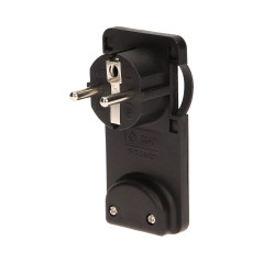 Platt stickkontakt, Uni-Schuko med hållare, svart